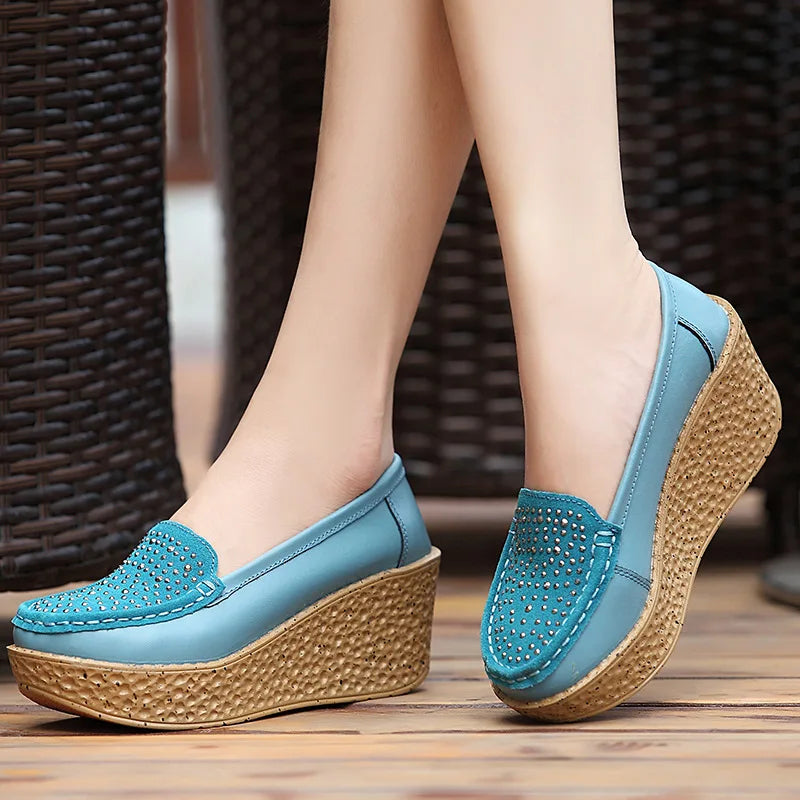 Thick Soled Women's Shoes Fashionable Sequin 2024 summer New Trend Anti Slip Comfortable Shoes Outdoor Casual Shoes Heels