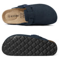 Comwarm Arch Support Unisex Clogs Slippers With Adjustable Metal Buckle Vegan Suede Mules Anti-slip Cork Footbed Potato Shoes