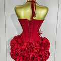 Sexy Halter Prom Gown Celebrity Club Two Piece Set Cocktail Elegant Women Fashion Luxury Birthday Party Red Black Bandage Outfit