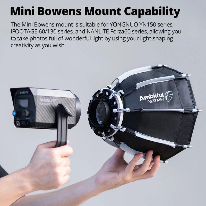 Ambitful 22CM 30CM Octagonal Softbox Mini Bowens Mount Quick Release Honeycomb Grid Softbox for Godox Yongnuo Ulanzi Nanlite