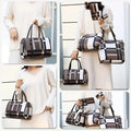 6 Pcs Women Plaid Handbag Set Fashion Checkered PU Leather Tote Shoulder Crossbody Bag Ladies Clutch Purse Card Coin Wallet Multi-piece Bag Set For Daily Shopping Party