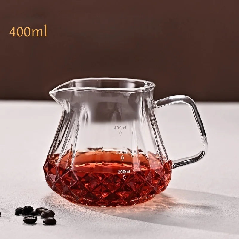 JUSTINLAU Hand Drip Coffee Pot Set High Borosilicate Glass Coffee Brewing Pot Espresso Filter Cups Household Coffee Accessories