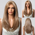 HENRY MARGU Ash Blonde Lace Synthetic Wigs 13*6 Lace Front Wigs Ombre Natural Dark Roots Wigs for Daily Heat Resistant Fiber