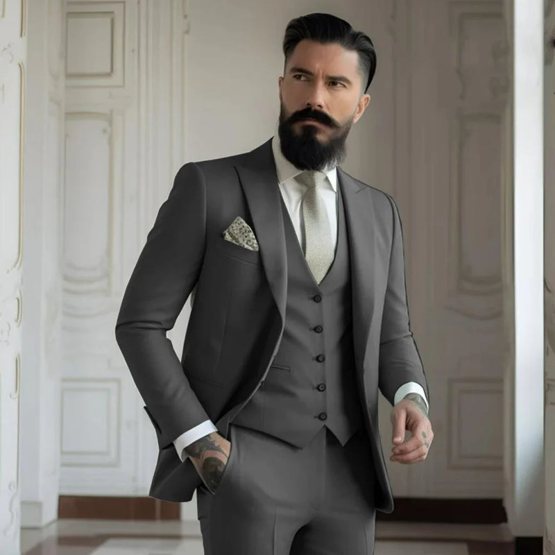 Champagne mens Tuxedo Wedding Suits For Bespoke Groom Wear Formal Fashion Prom Party Blazer+Pants+Vest - View 9 | SAMAG