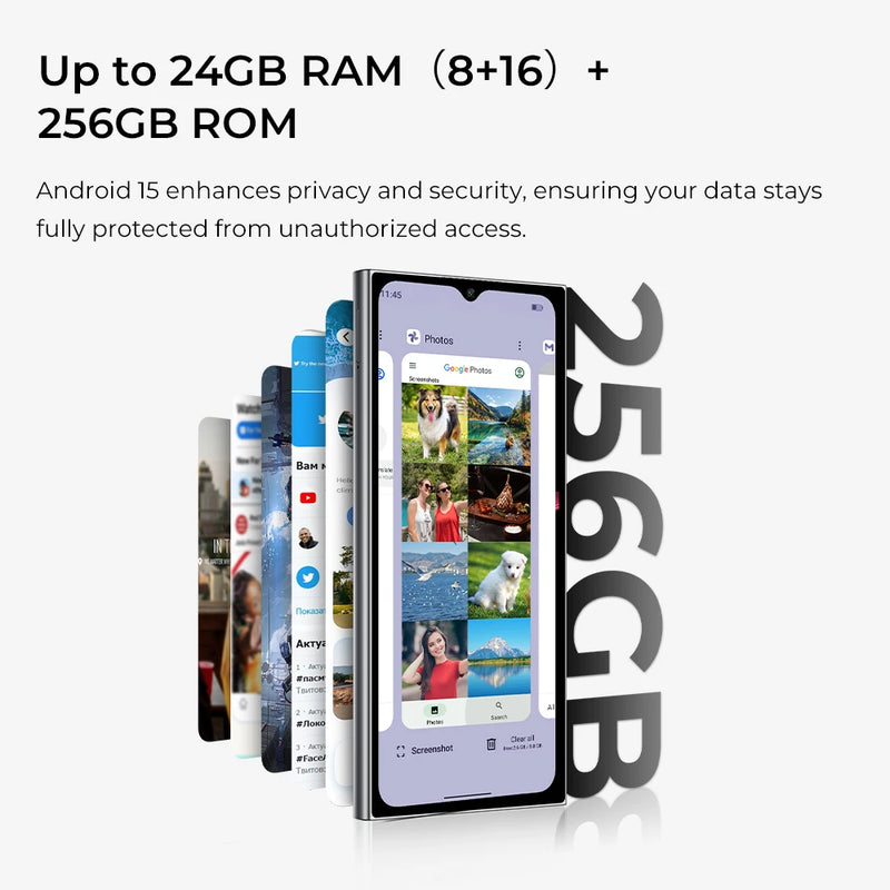 OUKITEL C62 Pro Smartphone Android 15, 6.88" HD+ Display Unisoc T615 Cell Phone, 24GB (8+16) + 256GB, 5150mAh Battery NFC Mobile