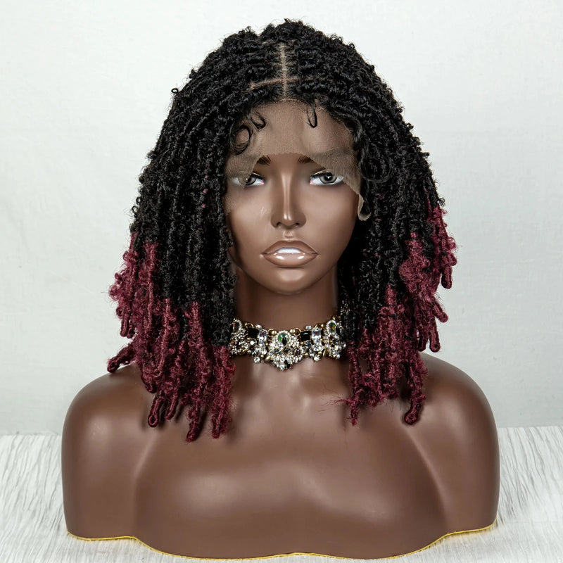Synthetic Braided Bob Wigs Dreadlocks Lace Front Braiding Hair Wig Crochets Braids Wig Butterfly Locs Crochet Hair Wig for Women