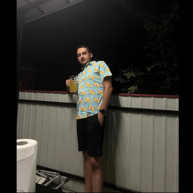 Hawaiian Shirt For Men 3d Beer Printed Short Sleeve Party | SAMAG