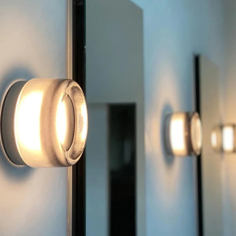 Modern Circular Wall Lamp LED Glass Wall Lamp Sconce Living Room Corridor Bedroom Bathroom Home Decoration Indoor Lighting