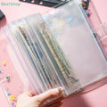 ♥8Pcs Clear A5 A6 A7 Binder Pockets Clear Zipper Folders For 6-Ring Notebook Binder Files Reports Binder