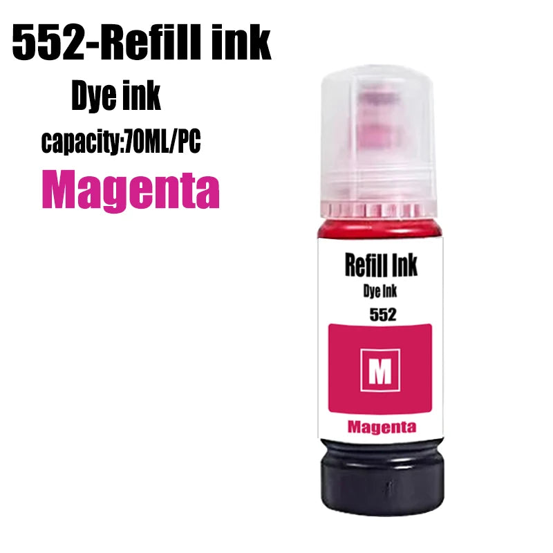For Epson 552 Refill Ink Kit For Epson EcoTank L8160 L8168 L8180 L8188 ET-8500 ET-8550 EW-M973A3T EW-M873T Printer Dye ink