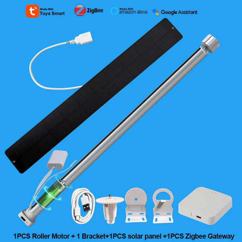 Tuya Zigbee Battery Electric Smart Curtains Roller Blinds Motor Wireless Smart Life For 20 25 28mm Tube Alexa App Remote Control
