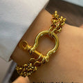1PC Luxury Gold& Silver Horseshoe Bracelet,Chunky Chain Bracelet,Stainless Steel Chain,Unique Bracelet, for Daily & festival