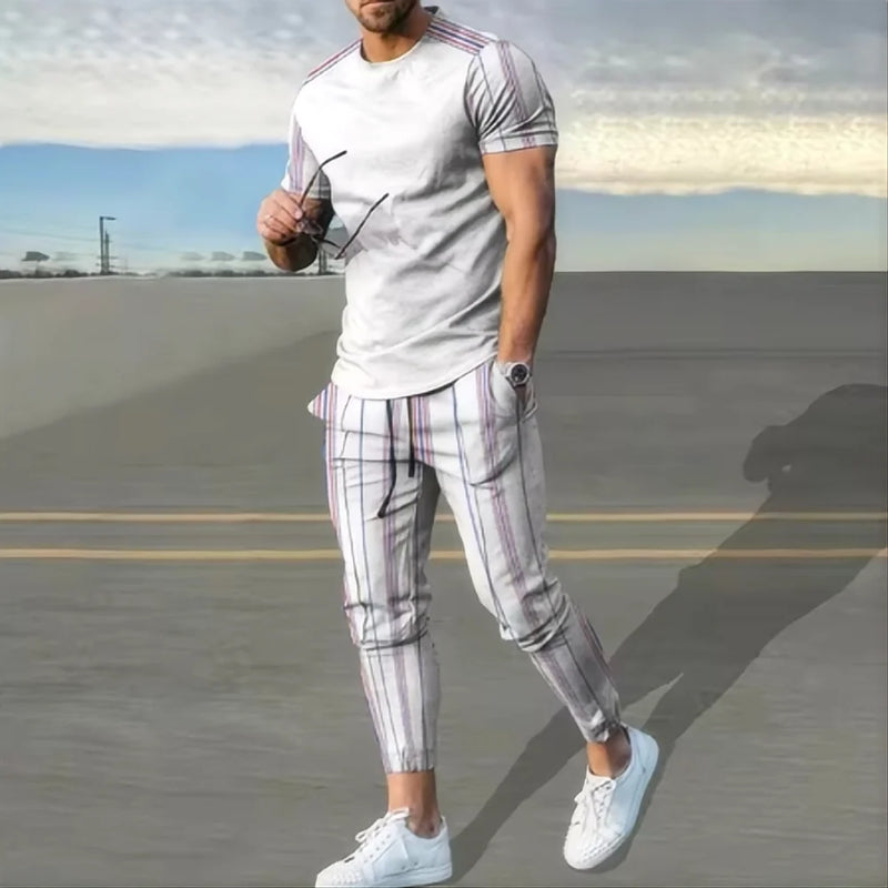 Summer basketball sportswear set short sleeved T - shirt long pants two - piece men's 3D printed casual - View 2 | SAMAG