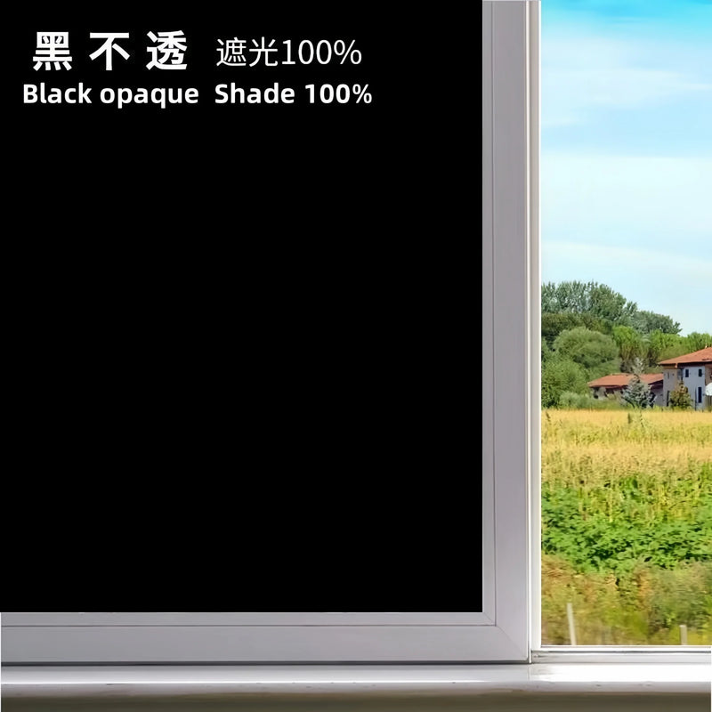 Black Opaque Glass Self-Adhesive Film, Uv Protection, Full Blackout Self-Adhesive Window Film, 100% Suitable for Glass Stickers in Offices and Homes