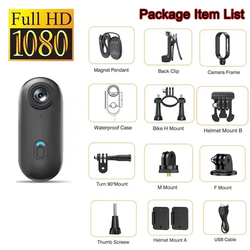 4K Mini Waterproof Camera with WiFi Wireless Portable Wearable Body Cam for Moto Bike Travel Helmet Outdoor Sports Vlog Shoots