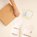 Litfun Winter Fluffy Women's Slippers Anti-slip Open-toe Slides Soft Sole Indoor Slides Furry Warm Cozy Bedroom Women's Slippers