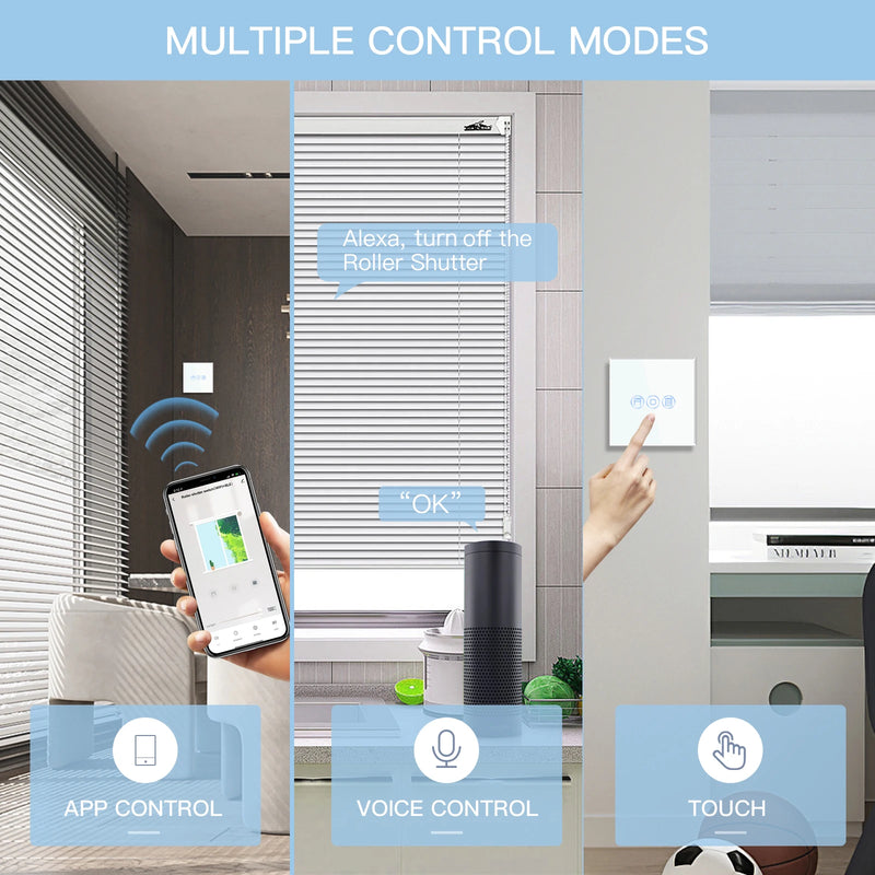 Bseed EU Standard Tuya Wifi Blind Switches Wireless Smart Roller Shutter Switch Smart Life Google Assistant Alexa Voice Control