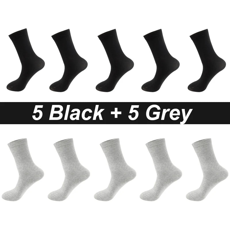 10Pairs/Lot Men Combed Cotton Socks Black Casual Business | SAMAG