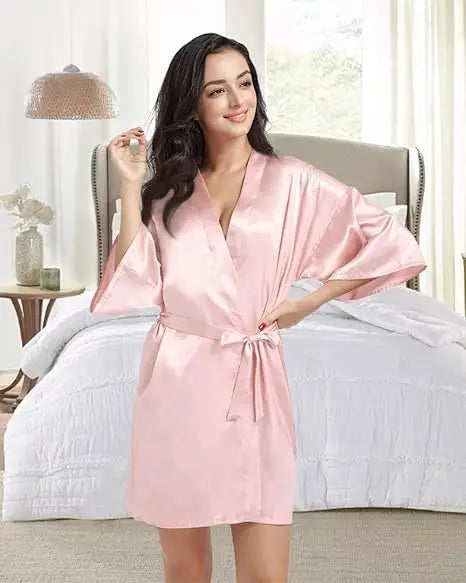 RB030 Sexy Large Size Satin Night Robe Lace Bathrobe | SAMAG