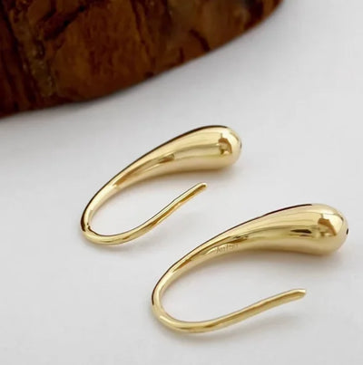 18k yellow gold earrings white drop water karat jewelry | SAMAG
