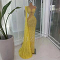 Yellow Long Dubai Evening Dresses Luxury Mermaid Beaded | SAMAG