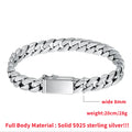 Solid S925 Sterling Silver Bracelet 7MM 8MM 10MM Punk Argent 925 Jewelry Never Fade Men Gifts Past Test - Visuel 3 | SAMAG