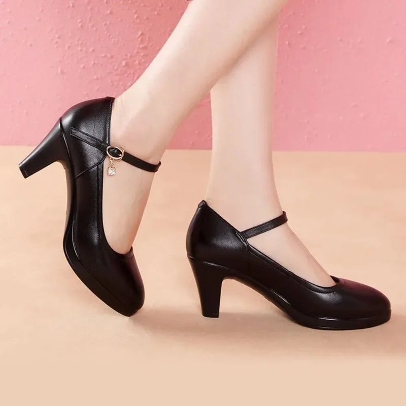 Fashion Women's Pumps 2026 Spring/autumn Fashion Round Toe Buckle Thin Heels Pumps Sexy Elegant Single Shoes Size 35-41