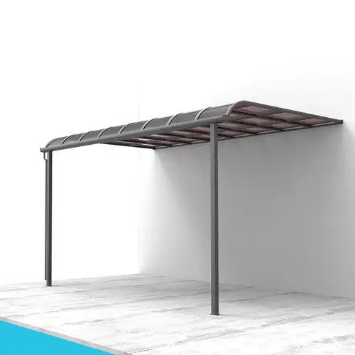 Outdoor Aluminium Carport Waterproof Polycarbonate Flat Roof Parking Garage Shed Sleek Metal Design Modern 2-Car Parking