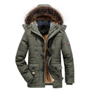 New Fashion Men Hooded Fur Collar Long Jackets Warm Parkas Fleece Down Jackets Male Winter Coats Outdoor Casual Jackets Size 7XL