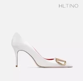 HLTINO Fashion Black Matte Finish High Heels with Buckle Women Classic Pumps Sexy Dress Shoes Party Stilettos for Spring Summer
