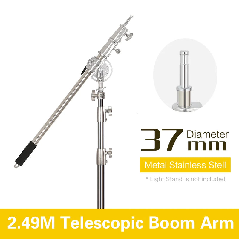 C Stand Stainless Steel Kit Light Stand With Weight Bag Photo Studio Accessories Extension Rod 2.49M Length Arm Cross Boom