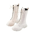 Girls White Lace - Up Boots Booties Side Zipper Soft Bottom | SAMAG