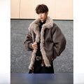 Café Brown Fur Collar Short Thickened Men's Jacket Winter Coat Youth Fashion Suede Mink Velvet Cotton Clothes for Men