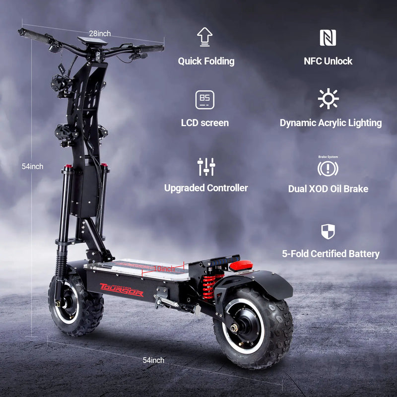 X14PRO NFC 14 Inch Electric Scooter 10000W Dual Motor 72V 40Ah Battery Long Range Suspension Folding Adult Scooter