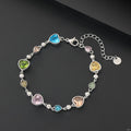 JOVO LOVE Colorful Lover Album Heart Crystal Bracelet for Women Stainless Steel Exquisite Metal Chain Bangles Popularity Jewelry