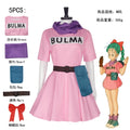 Anime Bulma Cosplay Costume Pink Dress Uniform Kawaii Girls Purple Scarf Belt Bag Costume Girls Full Set Party for Women