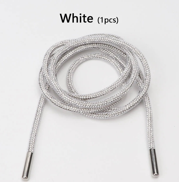Colorful Shiny Shoestrings Sneakers Luxury Crystal Rhinestone Rainbow Diamond Shoelaces Round Clothes Bags Belt Shoe Accessories