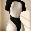 Women's High - Quality Backless Bodysuit Basic Solid Color - View 3 | SAMAG