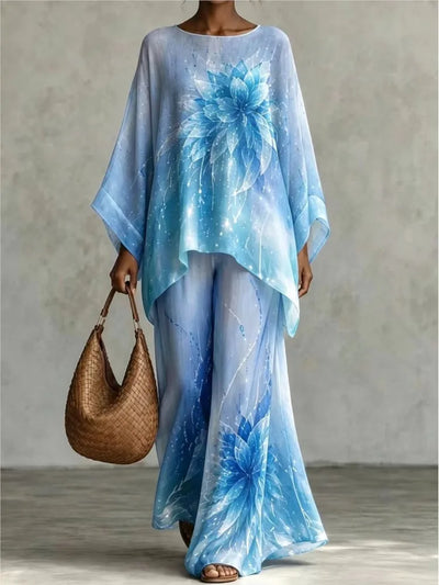 Women Outfit Floral Print Loose Batwing Sleeve Blouse | SAMAG
