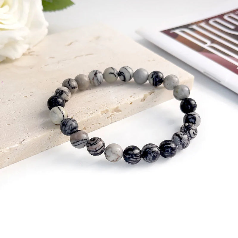 Natural Stone Beads Bracelet For Women Men Agate Crystal Quartzs Aquamarines Jades Jewelry Agates Elastic Bangle Bracelets 6 8mm