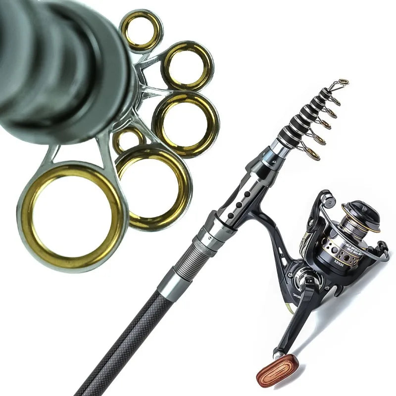 Carbon Fiber Telescopic Fishing Rod Reel Combo Full Kit With Simulated Lures Portable Travel Sea Fishing Set For Freshwater Salt