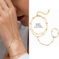 Luxury Minimalist Gold Plated Thin Chain Finger Ring Hand Bracelets for Women, Party Elegant Stainless - Visuel 24 | SAMAG