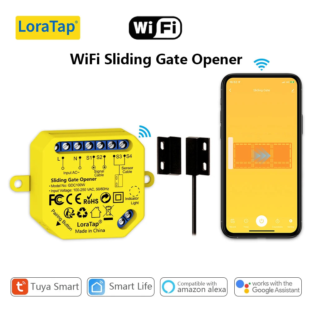 LoraTap Tuya Smart Life Garage Door Sensors Opener Controller WiFi Switch Alexa Opening Home Remote Control Contact Voice Portal
