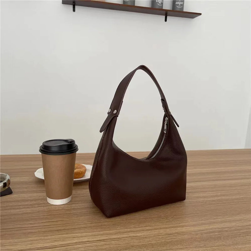 Fashion Large Capacity PU Hobo Bag Korean Style Solid Color Shoulder Bag Handbag Fashion Design French Style Handbag Outdoor