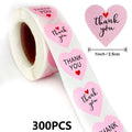 100-500PCS Thank You Stickers New Rolling Merci Stickers for Business Packaging Home Made Love Heart Shaped Sticker