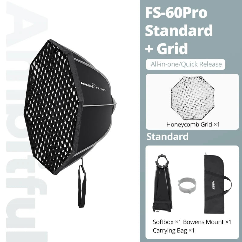 Ambitful FS 40/60/80 PRO Quick Release Softbox Standard Detachable Bowens Mount Octagon Softbox For Studio LED Video COB Ligh