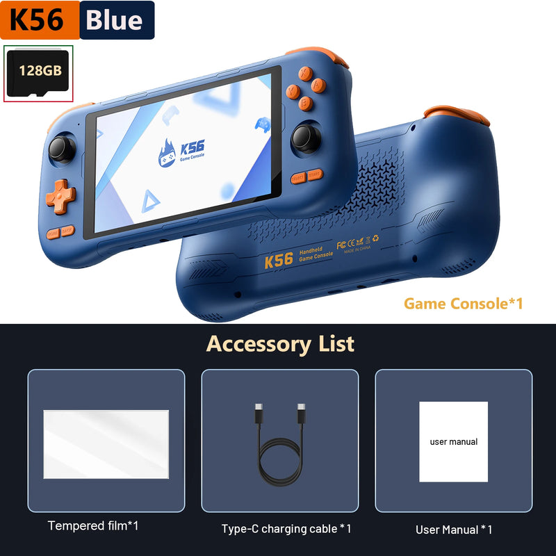NEW Handheld Game Console K56 5.5'' Touch Screen 50 Emulators for PS1/PSP/DC/SS Android 14 5000mAh WIFI5 Retro Game Player