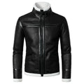 Winter Men Fleece-Lined Thicken Fur Integrated Leather New Men Leather Clothing with Stand Collar Lambswool Leather Jacket