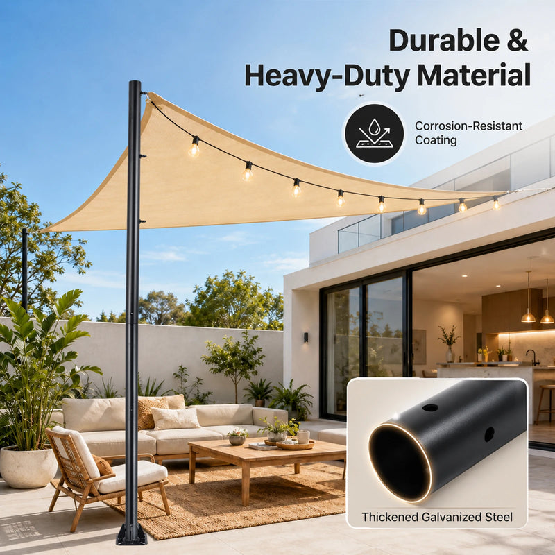 Extra Thick Sun Shade Poles 2 Pack 10FT Strong Steel - View 2 | SAMAG