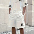 LB Printed Sport T-shirt+shorts Suit Set Men Male Luxury Tracksuit Outfit Summer Oversized tracksuit 2 Piece Set men Clothing